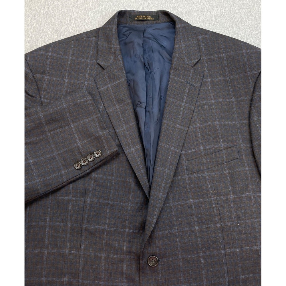 Jos A Bank Blazer Mens 46L Windowpane E.Thomas Super 130's Wool 2-Button Reserve